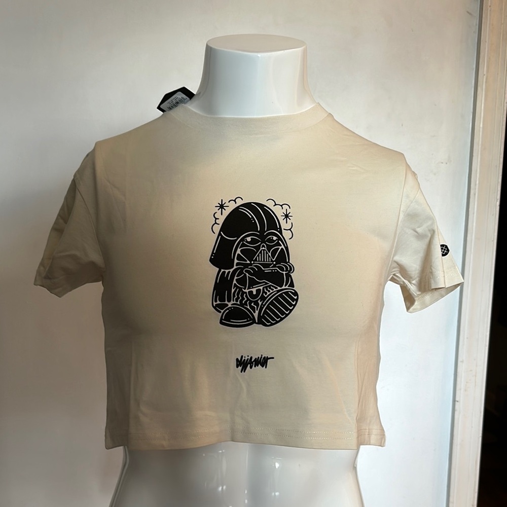Dissizit Beige Graphic Crop Top